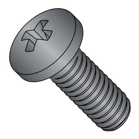 10-32X5/8  Phillips Pan Machine Screw Full Thrd 18 8 Stainless Steel Black Oxide, Pkg Of 2000